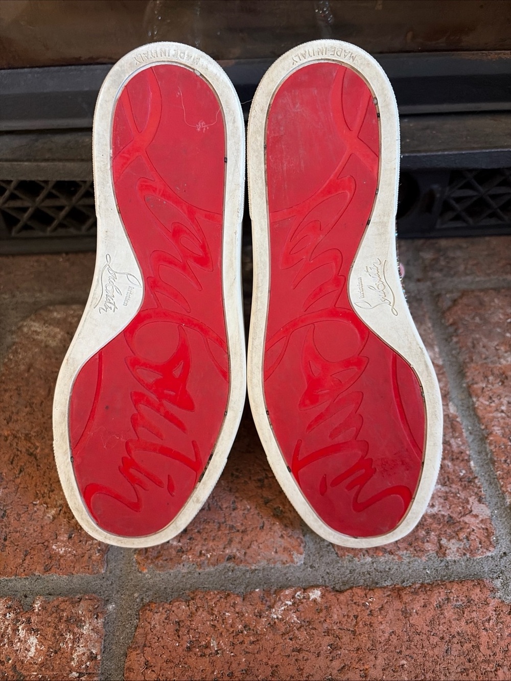 Authentic Christian Louboutin Glitter Floral  High Top Sneakers EU 37.5 US 7.5 - Picture 7 of 11